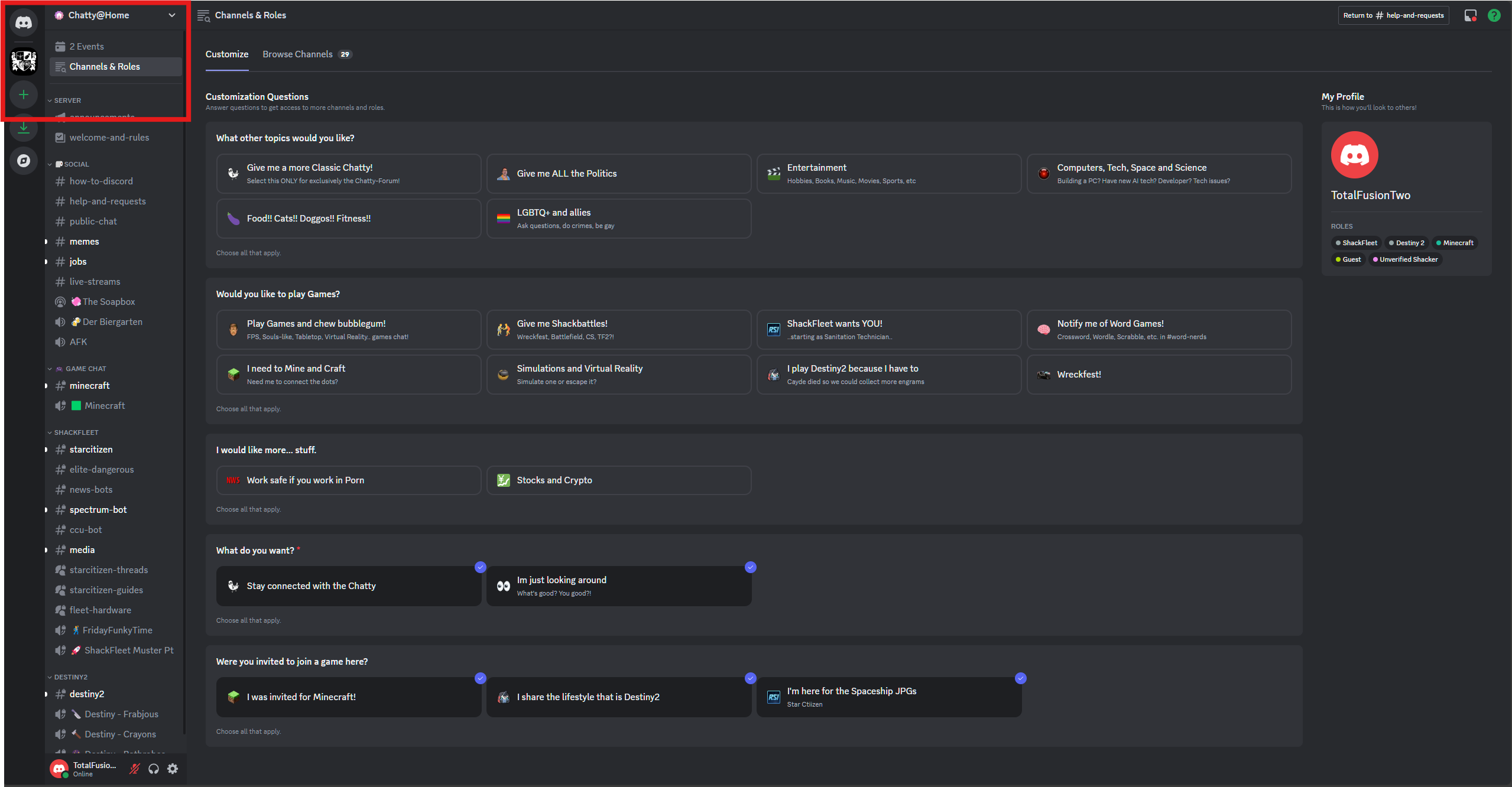 Channels and Roles location