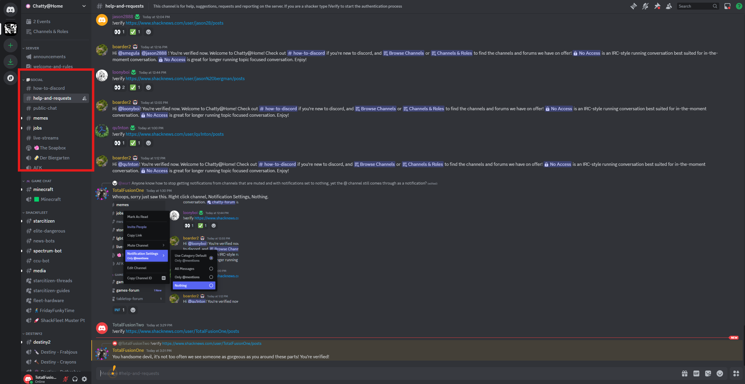 Help and Requests Channel Location